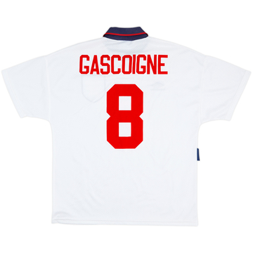 1993-95 England Home Shirt Gascoigne #8 - 8/10 - (L)