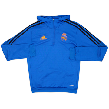 2021-22 Real Madrid adidas 1/4 Zip Hooded Sweat Top - 9/10 - (XS)