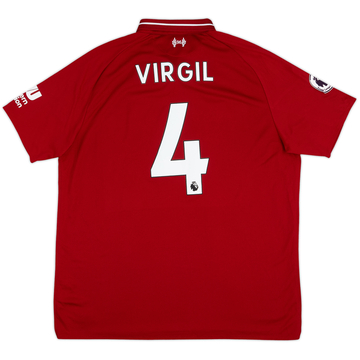 2018-19 Liverpool Home Shirt Virgil #4 - 6/10 - (XL)