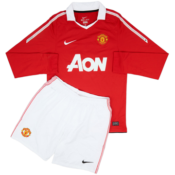 2010-11 Manchester United Home L/S Shirt & Shorts Berbatov #9 - 6/10 - (S)