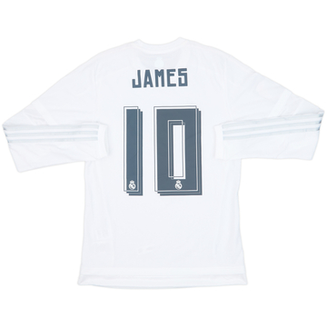 2015-16 Real Madrid Home L/S Shirt James #10 (S)