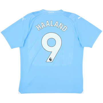 2023-24 Manchester City Home Shirt Haaland #9 - 9/10 - (L)