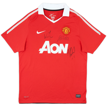 2010-11 Manchester United Signed Home Shirt - 7/10 - (L)