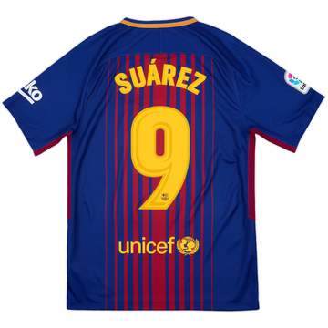 2017-18 Barcelona Home Shirt Suarez #9 - 10/10 - (S)