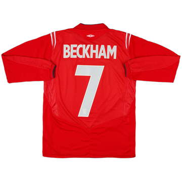 2004-06 England Away L/S Shirt Beckham #7 - 9/10 - (XL.Boys)