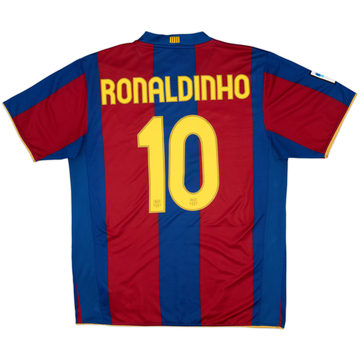 2007-08 Barcelona Home Shirt Ronaldinho #10 - 9/10 - (L)