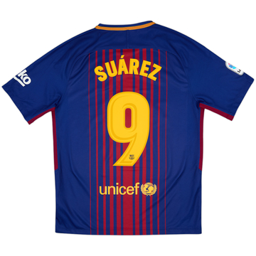 2017-18 Barcelona Home Shirt Suarez #9 - 8/10 - (M)