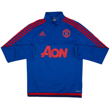 2015-16 Manchester United adidas 1/4 Zip Sweat Top - 8/10 - (S)