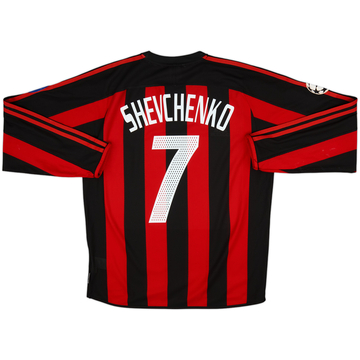 2003-04 AC Milan Home L/S Shirt Shevchenko #7 - 6/10 - (M)