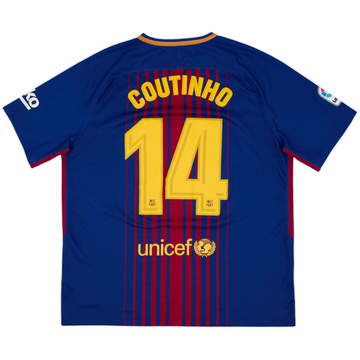 2017-18 Barcelona Home Shirt Coutinho #14 - 6/10 - (XL)
