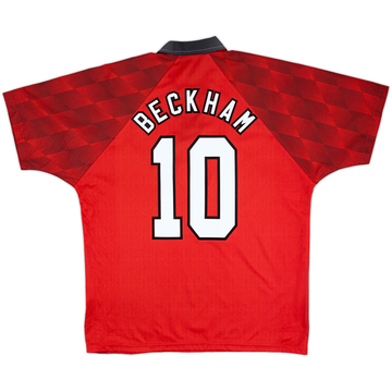 1996-98 Manchester United Home Shirt Beckham #10 - 6/10 - (L)