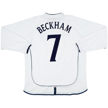 2001-03 England Home L/S Shirt Beckham #7 - 9/10 - (XL)