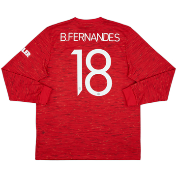 2020-21 Manchester United Home L/S Shirt B.Fernandes #18 (XL)