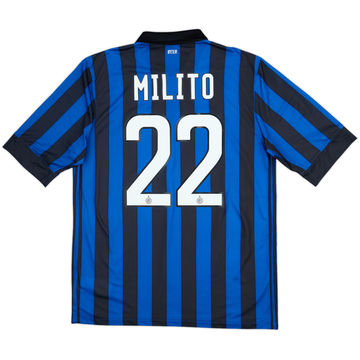2011-12 Inter Milan Home Shirt Milito #22 - 10/10 - (L)