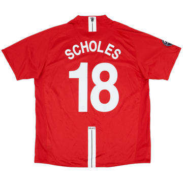 2007-09 Manchester United Home Shirt Scholes #18 - 8/10 - (XL)