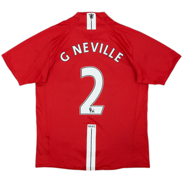 2007-09 Manchester United Home Shirt G Neville #2 - 8/10 - (M)