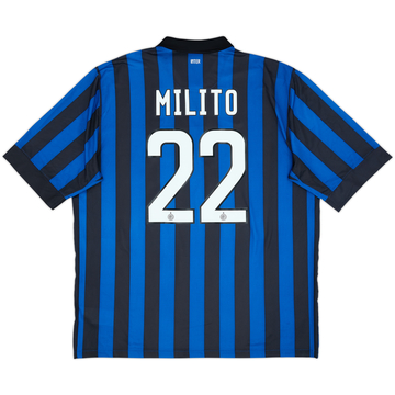 2011-12 Inter Milan Home Shirt Milito #22 - 9/10 - (XXL)