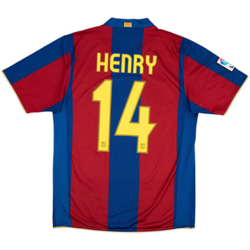 2007-08 Barcelona Home Shirt Henry #14 - 8/10 - (M)