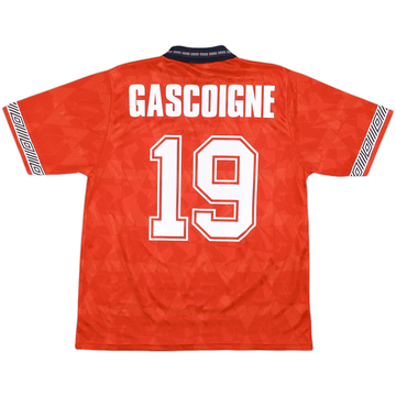 1990-93 England Away Shirt Gascoigne #19 - 8/10 - (M)
