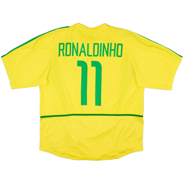 2002-04 Brazil Home Shirt Ronaldinho #11 - 8/10 - (XL)