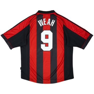 1998-00 AC Milan Home Shirt Weah #9 - 6/10 - (XL)