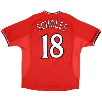 2000-02 Manchester United Home Shirt Scholes #18 - 8/10 - (XL)