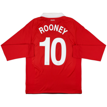 2010-11 Manchester United Home L/S Shirt Rooney #10 - 8/10 - (M)