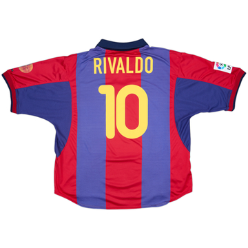 2000-01 Barcelona Home Shirt Rivaldo #10 - 7/10 - (XXL)