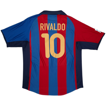 2001-02 Barcelona Home Shirt Rivaldo #10 - 8/10 - (L)