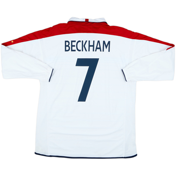 2003-05 England Home L/S Shirt Beckham #7 - 10/10 - (XXL)
