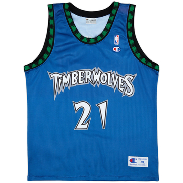 1996-07 Minnesota Timberwolves Garnett #21 Champion Away Jersey - 9/10 - (XL)