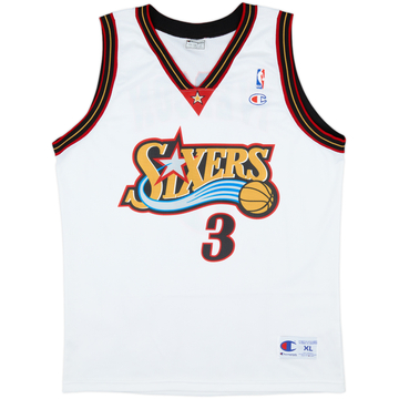1997-00 Philadelphia 76ers Iverson #3 Champion Home Jersey - 8/10 - (XL)