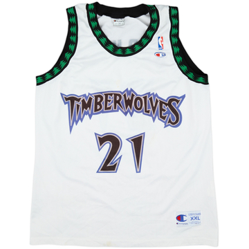 1996-07 Minnesota Timberwolves Garnett #21 Champion Home Jersey - 6/10 - (XXL)
