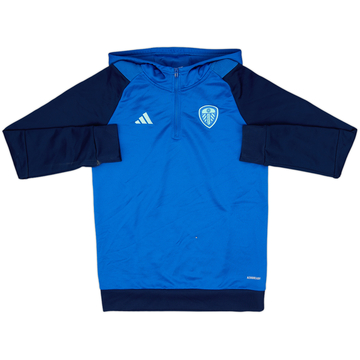 2022-23 Leeds United adidas 1/4 Zip Hooded Track Jacket - 9/10 - (L.Boys)