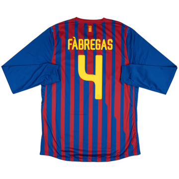 2011-12 Barcelona Player Issue Home L/S Shirt Fabregas #4 (XL)