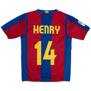 2007-08 Barcelona Home Shirt Henry #14 - 6/10 - (11-12 Years)