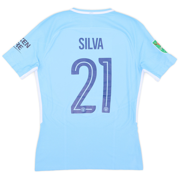 2017-18 Manchester City Match Issue Carabao Cup Home Shirt Silva #21