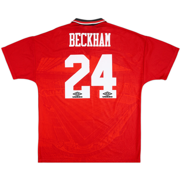 1994-96 Manchester United Home Shirt Beckham #24 - 8/10 - (XL)