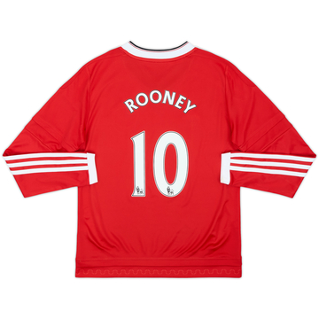 2015-16 Manchester United Home L/S Shirt Rooney #10 - 8/10 - (11-12 Years)