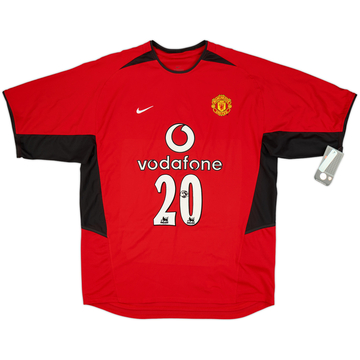 2002-04 Manchester United Signed Home Shirt #20 (Solskjaer) (XL)