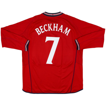 2002-04 England Away L/S Shirt Beckham #7 - 8/10 - (XL)