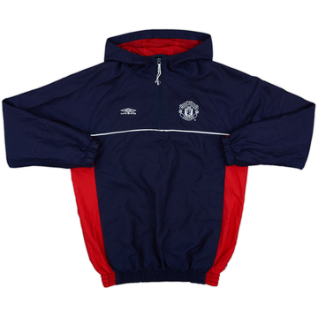 2000-01 Manchester United Umbro Hooded 1/4 Zip Training Top - 8/10 - (L.Boys)