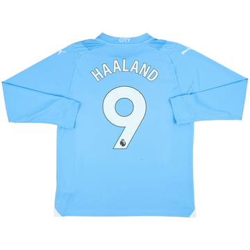 2023-24 Manchester City Home L/S Shirt Haaland #9 - 6/10 - (L)