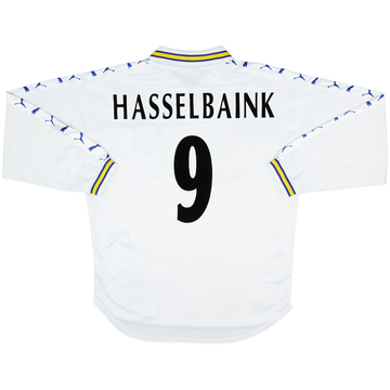 1998-00 Leeds United Home L/S Shirt Hasselbaink #9 - 8/10 - (L)