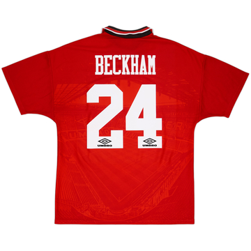 1994-96 Manchester United Home Shirt Beckham #24 - 8/10 - (L)