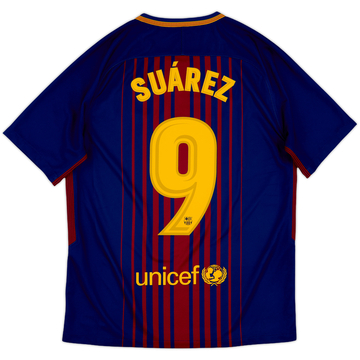 2017-18 Barcelona Home Shirt Suarez #9 - 9/10 - (M)