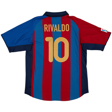 2001-02 Barcelona Home Shirt Rivaldo #10 - 7/10 - (L)