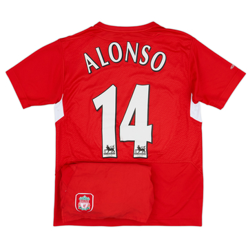2004-06 Liverpool Home Shirt & Shorts Alonso #14 - 6/10 - (M.Boys)