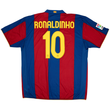 2007-08 Barcelona Home Shirt Ronaldinho #10 - 8/10 - (XXL)