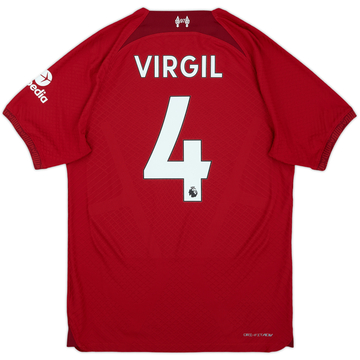 2022-23 Liverpool Authentic Home Shirt Virgil #4 - 9/10 - (M)